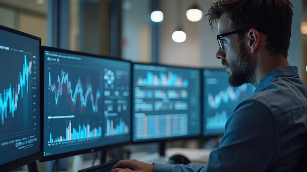 Market analysis dashboard showing growth trends and competitive landscape data visualization
