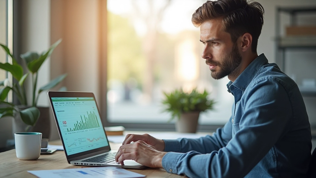 Detailed financial charts and investment portfolio analysis displayed in a modern workspace