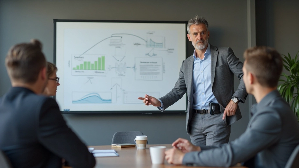 Strategic business planning workshop with experienced mentor guiding startup founder through growth framework