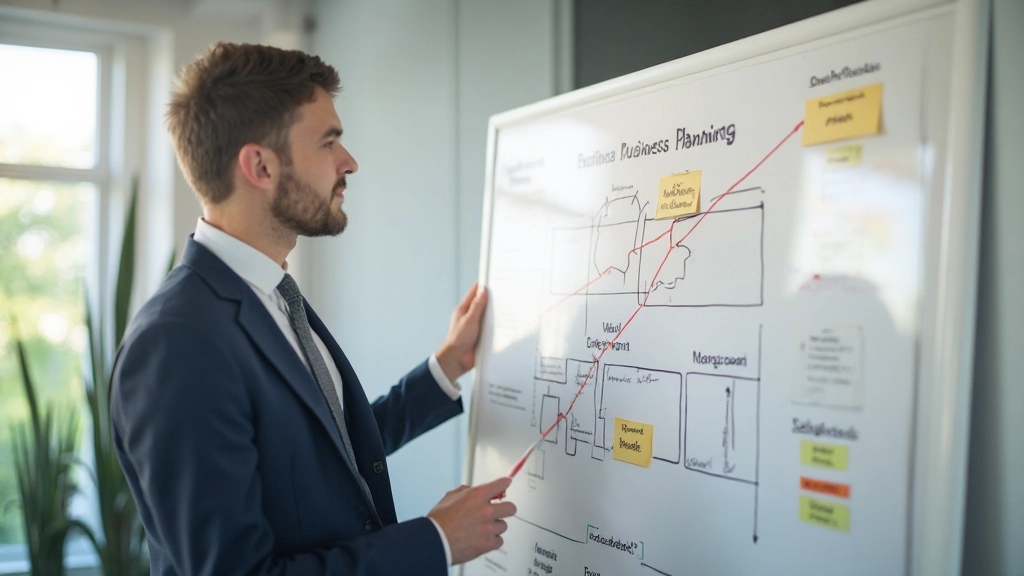 Business planning workshop with strategic framework visualization