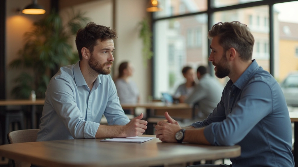 Entrepreneur conducting customer interview with business professional